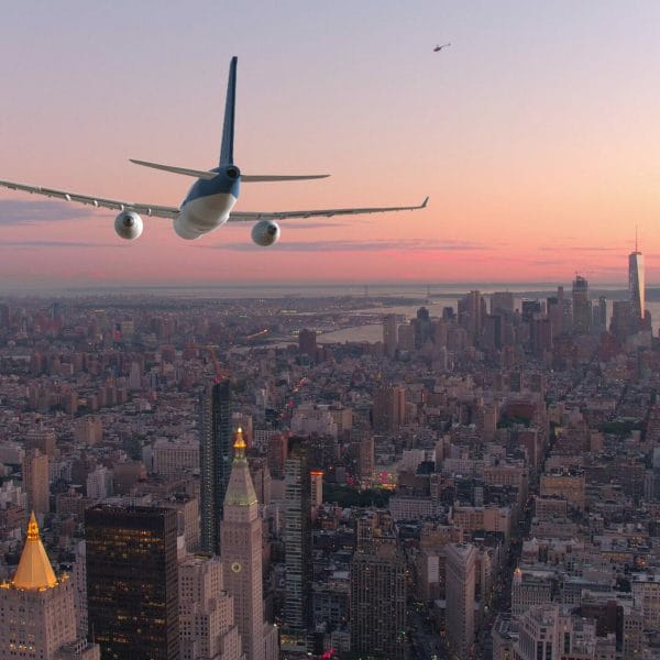 Airplane flying into the U.S.